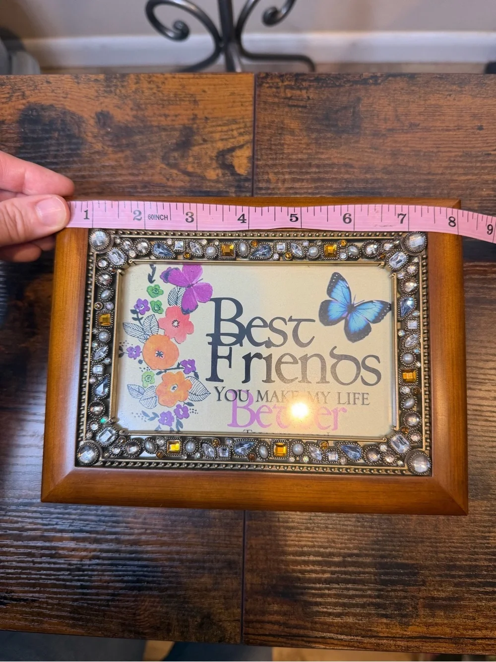 Best Friends Decorative Wood Photo Frame with Embellished Trim - Brown NEW